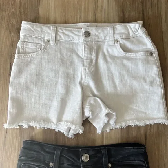 2 Pair Bundle Lot of Black & White Girls Jeans Shorts sz womens small kids 10/12 - Picture 2 of 8